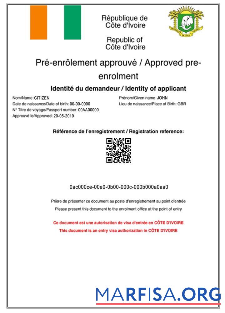 Downloadable Cote D'Ivoire e visa download for verification